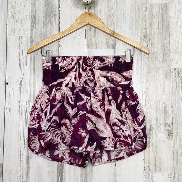 Free People Movement The Way Home Shorts Purple Floral Active Running Gym Size S - Picture 2 of 10